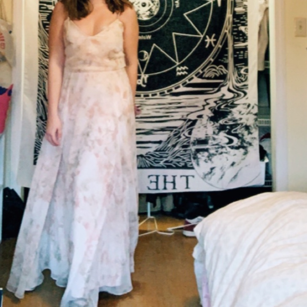 Blush pink floral patterned dress
